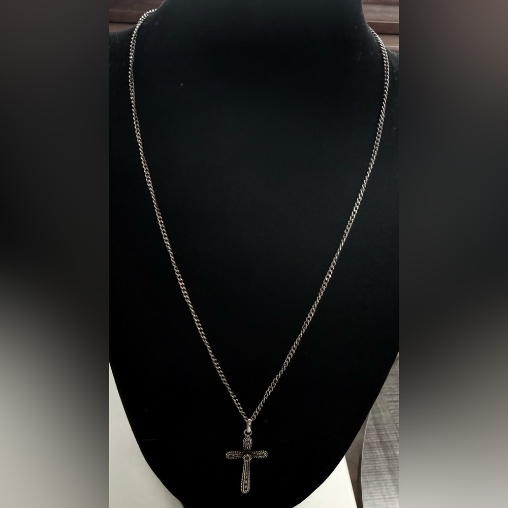 Portuguese Platinum Cross Pendant Necklace